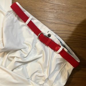 Varsity Red Golf Belt Woven length is 45 inches can easily stretch to 55